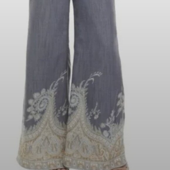 Wonderly Wide Leg Paisley Pants Women's Small Lined Lightweight Boho - Picture 10 of 10